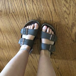 Size 37 Birkenstocks in the matte brown